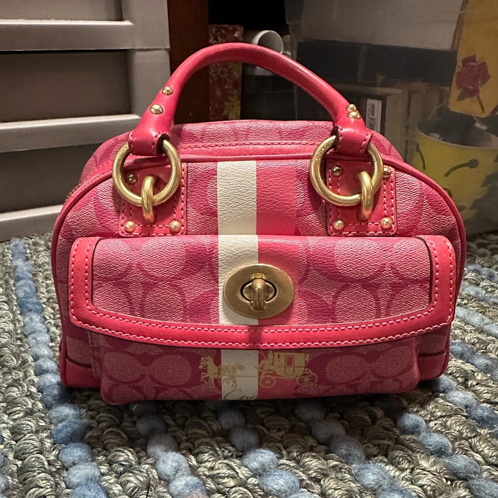 Coach Pink Satchel Bag with Gold Accents